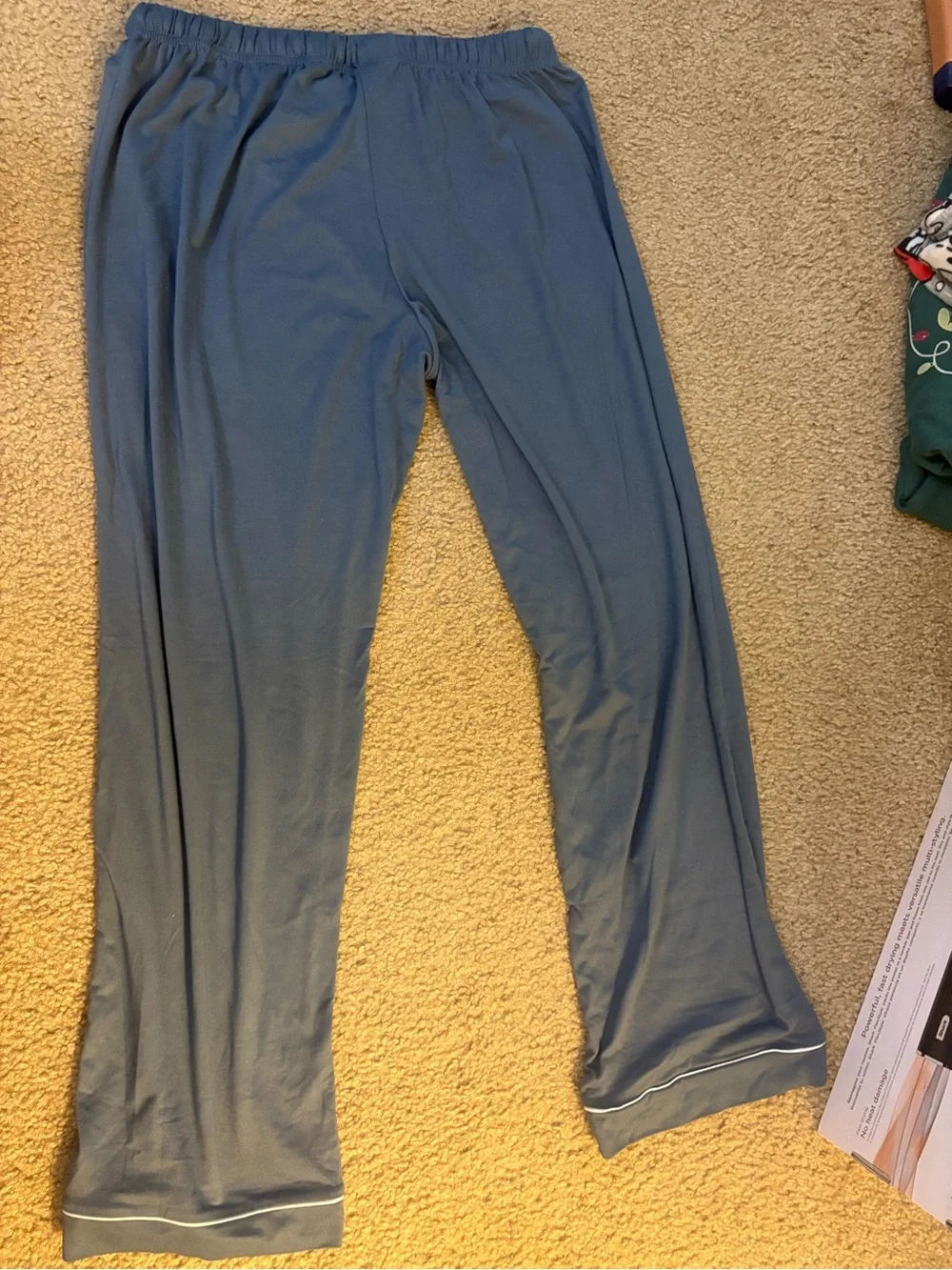 Born Navy Blue Long Sleeve Button Pajama Set with Contrast Piping